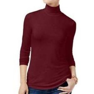 NWOT Maison Jules Ruby Wine Turtleneck Top